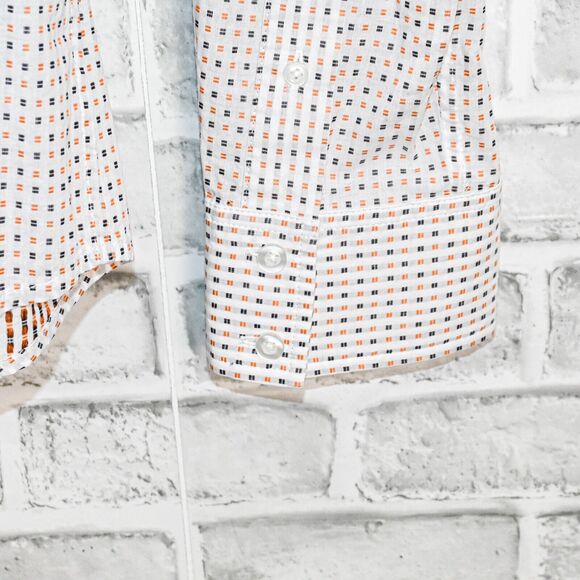 MR TURK Men's embroidered orange black button up shirt size XL - Picture 6 of 7